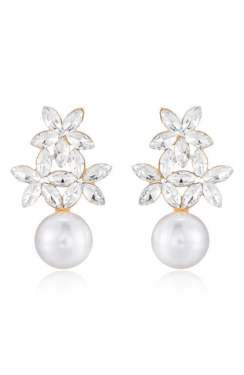 Ettika Best Day Floral Faux Pearl Earrings in 18K Gold Plate Product Image