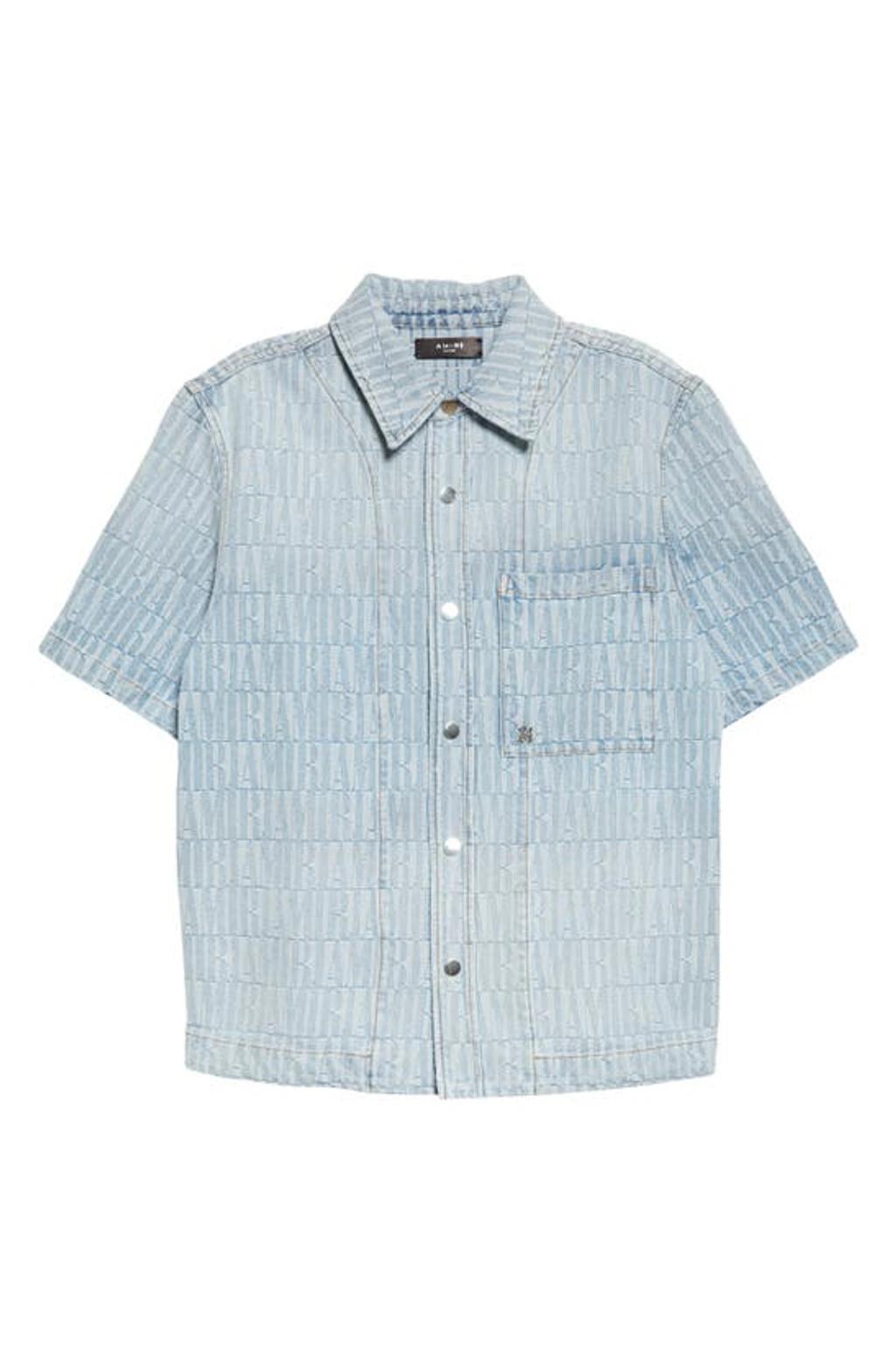 Denim Jacquard Snap-up Shirt In Stone Indigo Product Image