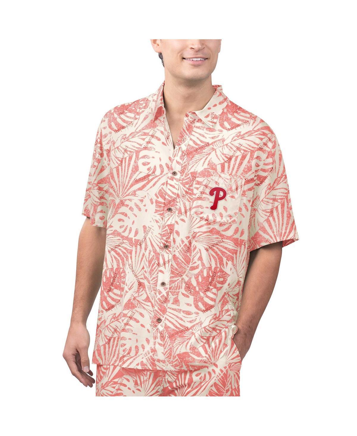 Margaritaville Mens Red Philadelphia Phillies Monstera Print Party Button-Up Shirt Product Image