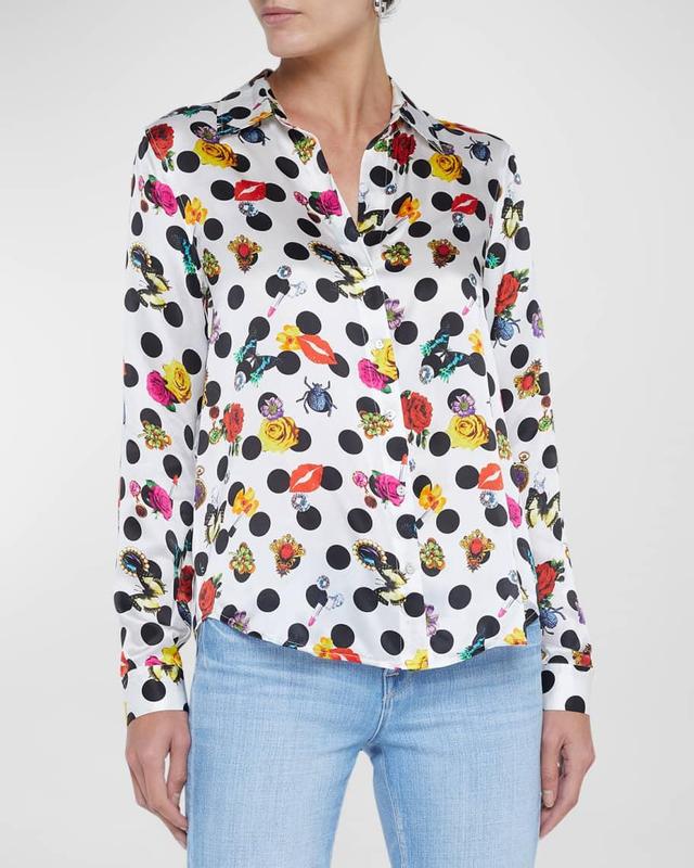 Tyler Dotted Floral Silk Blouse Product Image