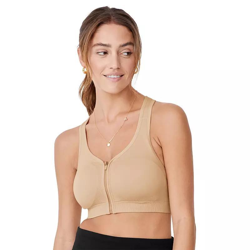 Jockey Sport Zip Front Seam Free Sports Bra, Womens Product Image