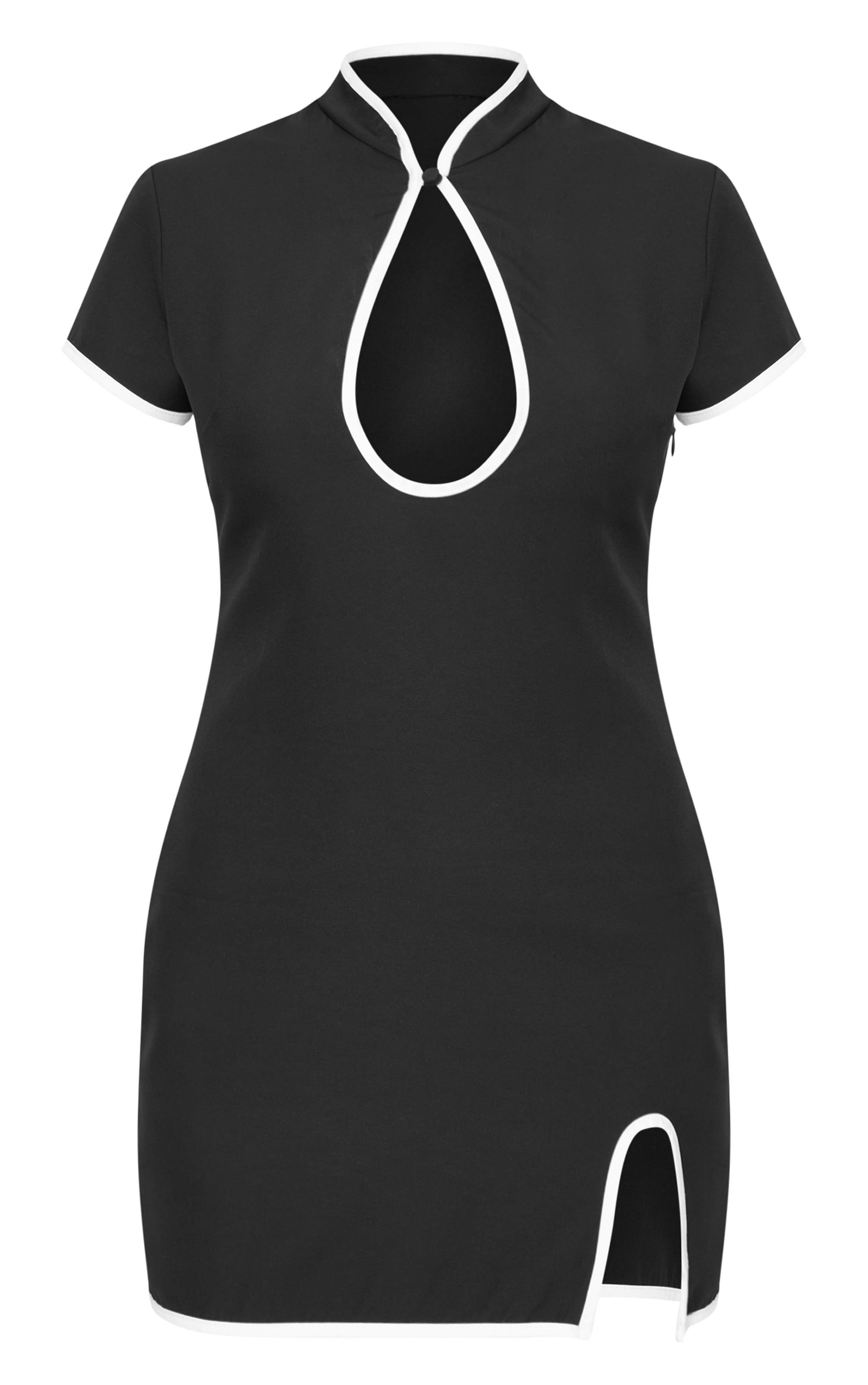  Black Key Hole Contrast Mini Dress Product Image