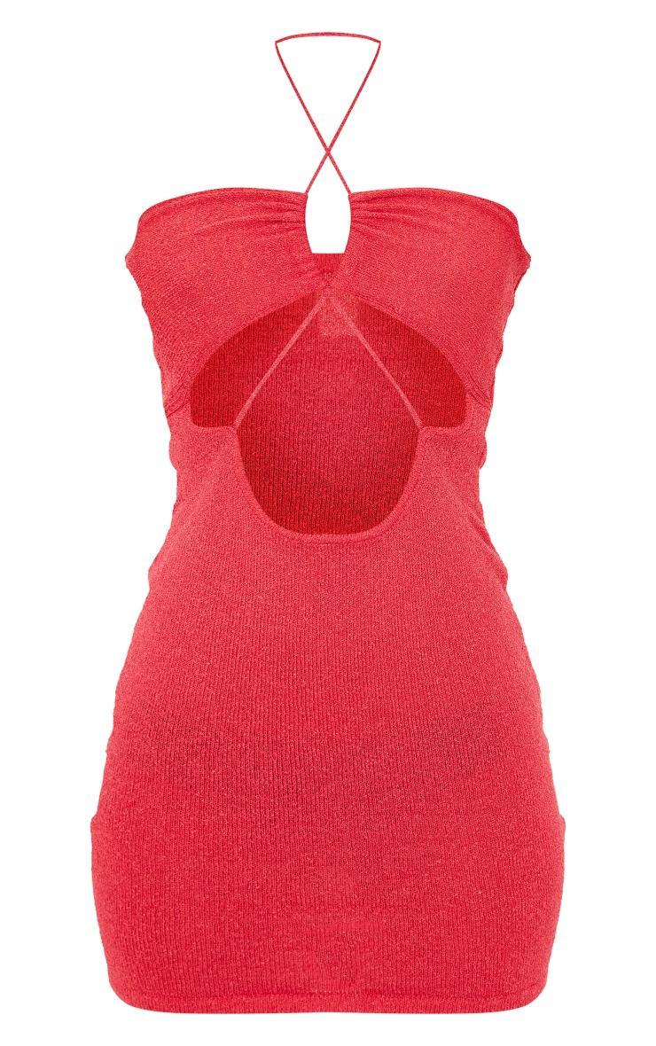 Coral Towel Knit Cross Front Mini Dress Product Image