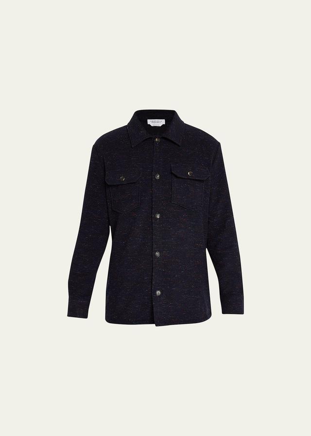 Gabriela Hearst Men's Fargo Cashmere Overshirt  - DARK NAVY MULTI - Size: 50R EU (40R US) Product Image