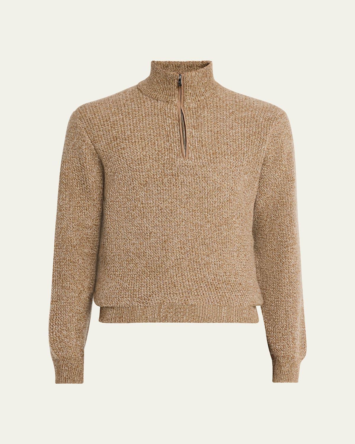 Mens Cashmere Mouline Half-Zip Sweater Product Image