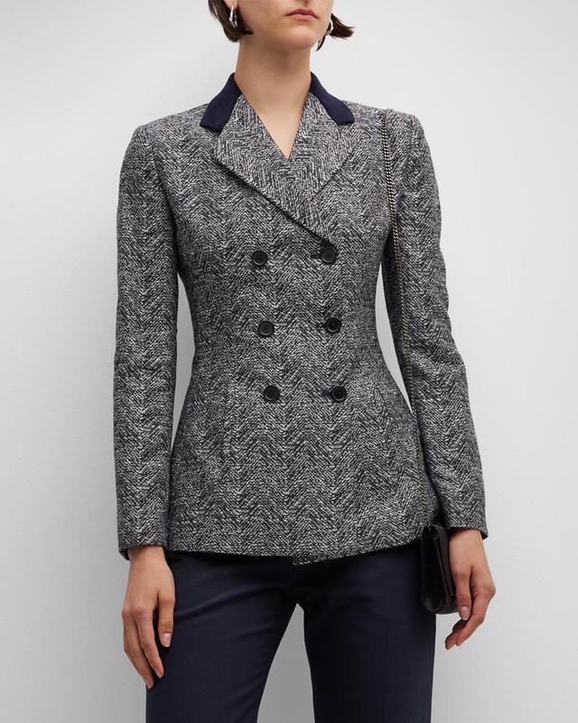 Womens Textured Double-Breasted Blazer Product Image