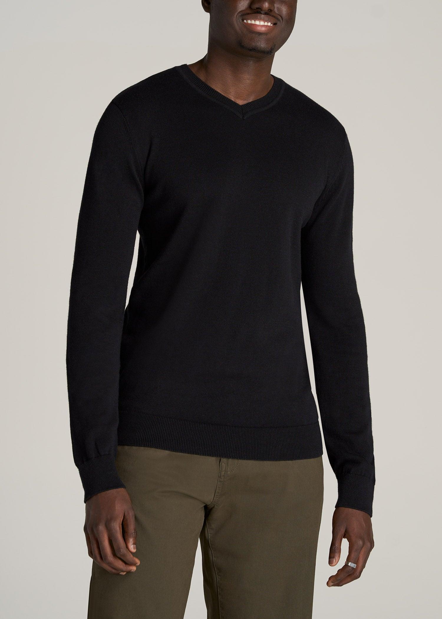 Everyday V-Neck Tall Men's Sweater in Black Male Product Image