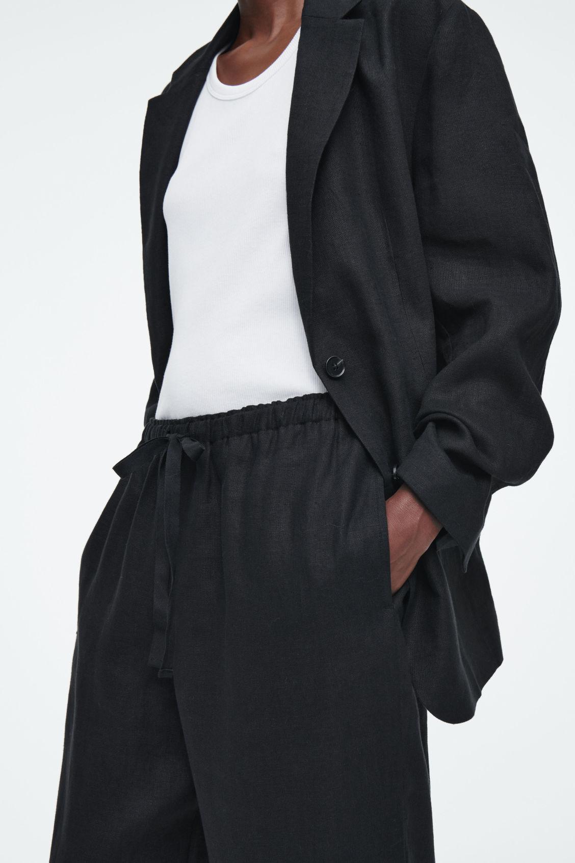 DRAWSTRING LINEN TROUSERS Product Image