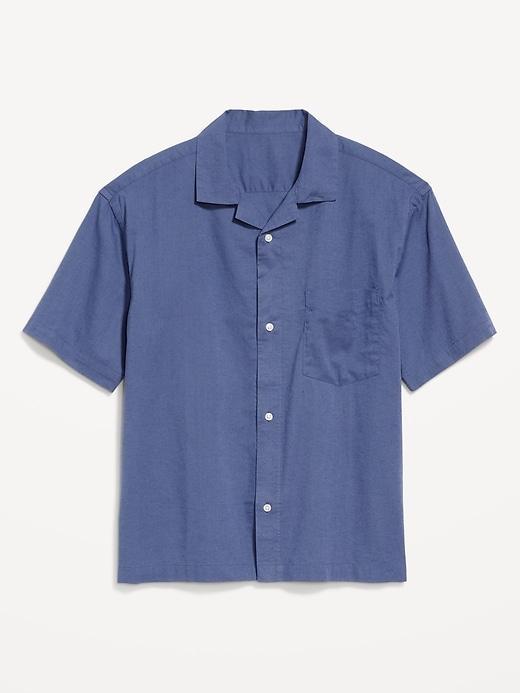 Short-Sleeve Crop Camp Shirt Product Image