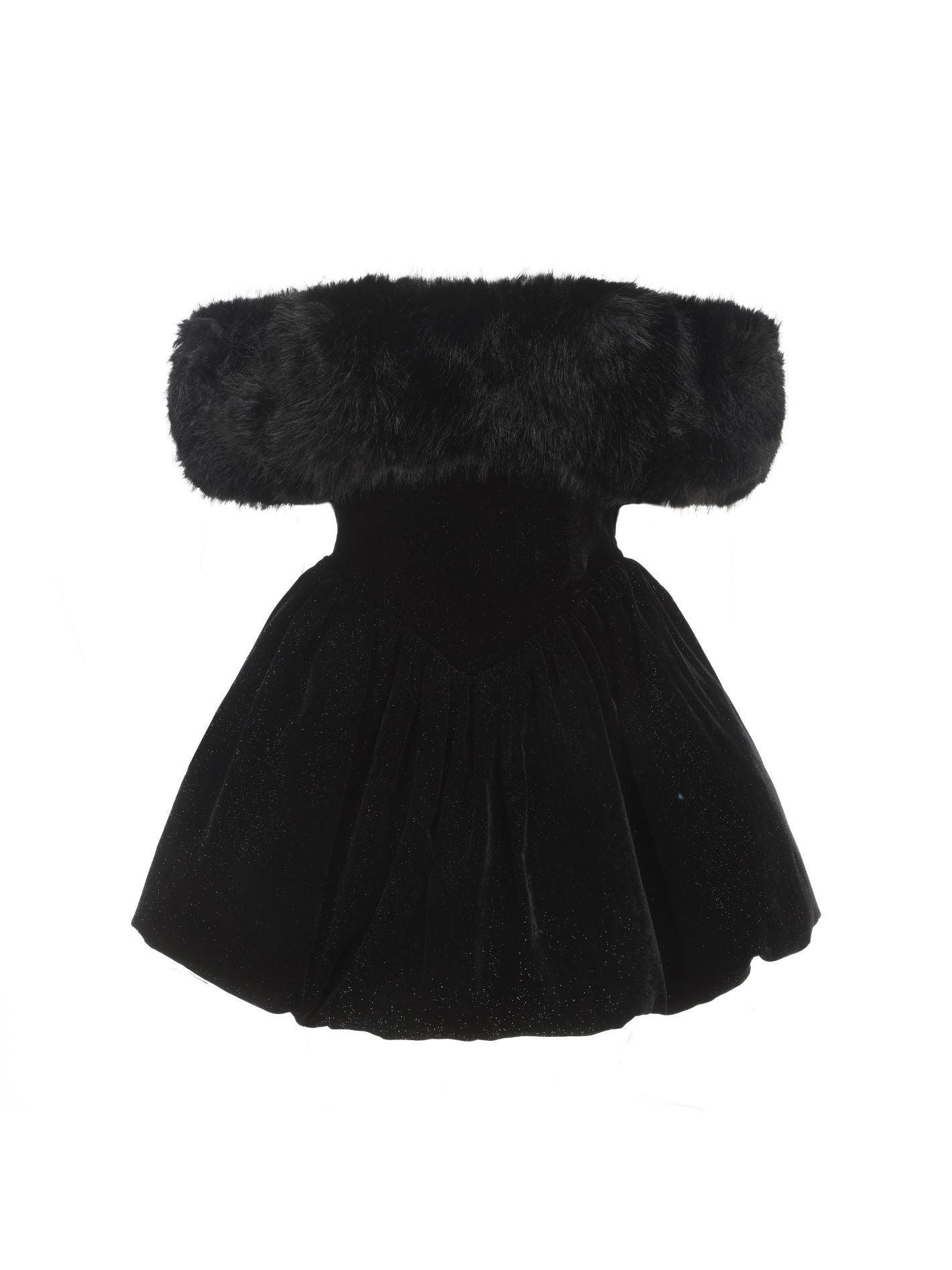 Candice Velvet Dress (Black) Product Image