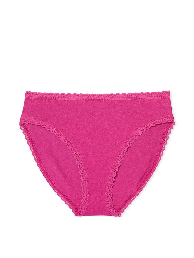 Lace-Trim Cotton High-Leg Brief Panty Product Image