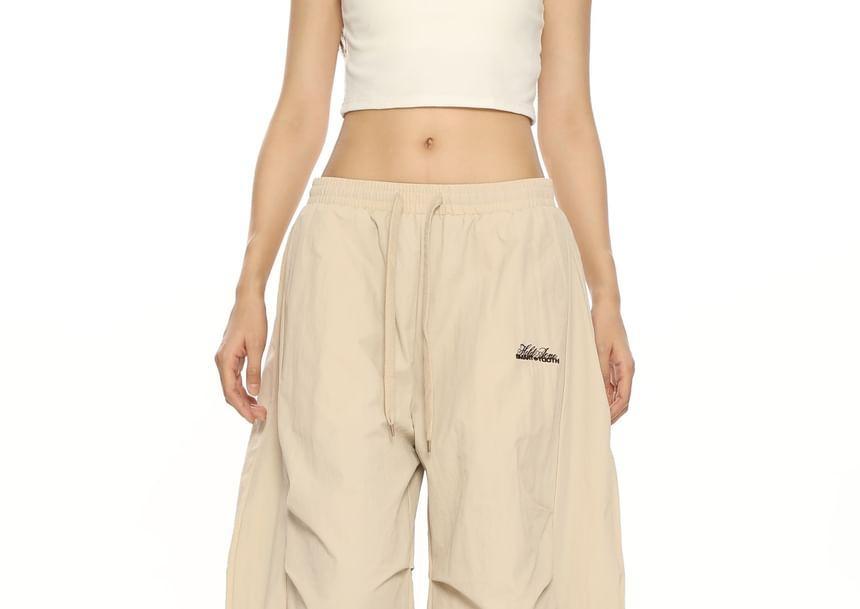 Mid Rise Lettering Wide Leg Pants Product Image