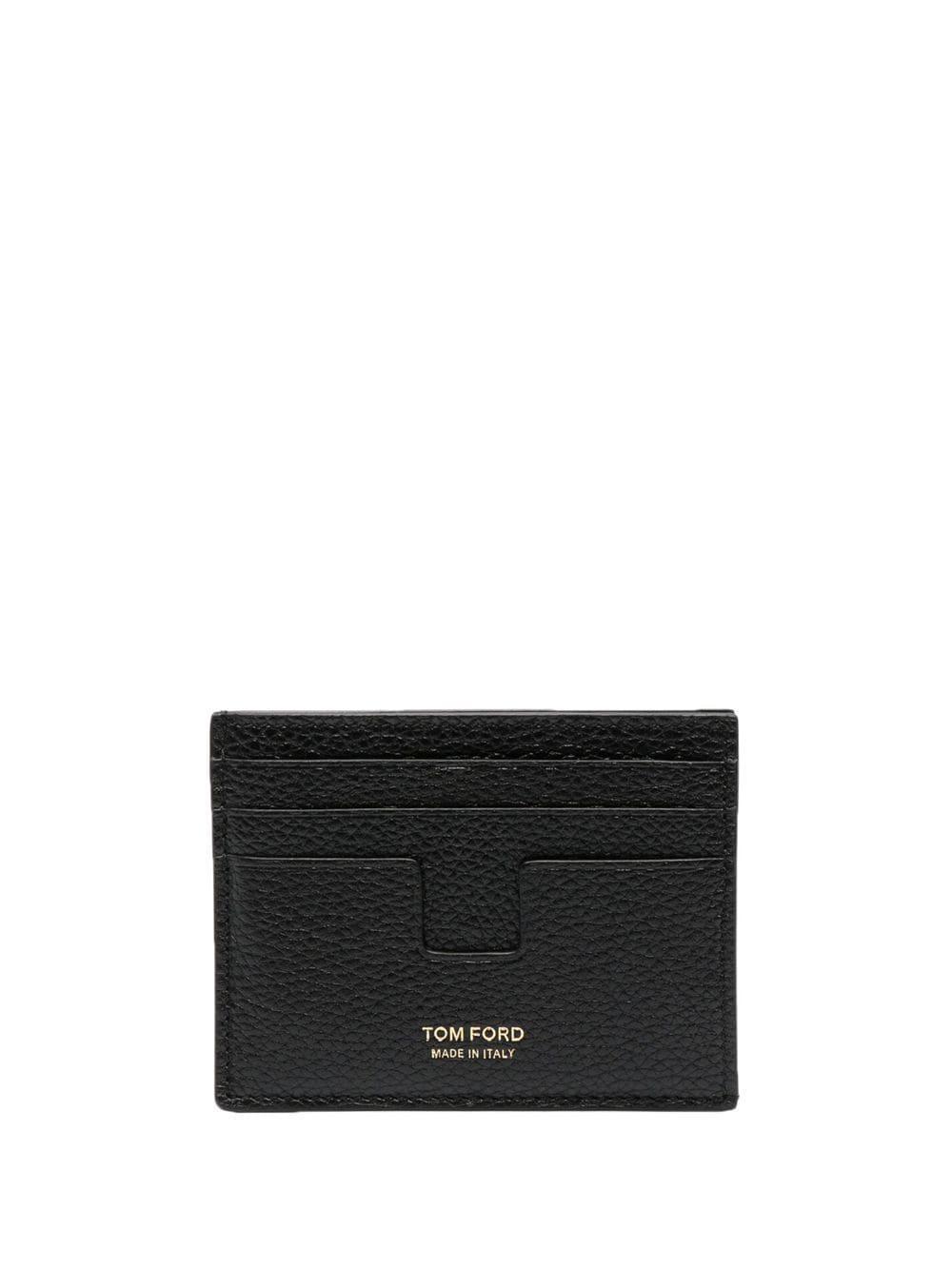 Logo-print Grained-leather Cardholder In Black Product Image