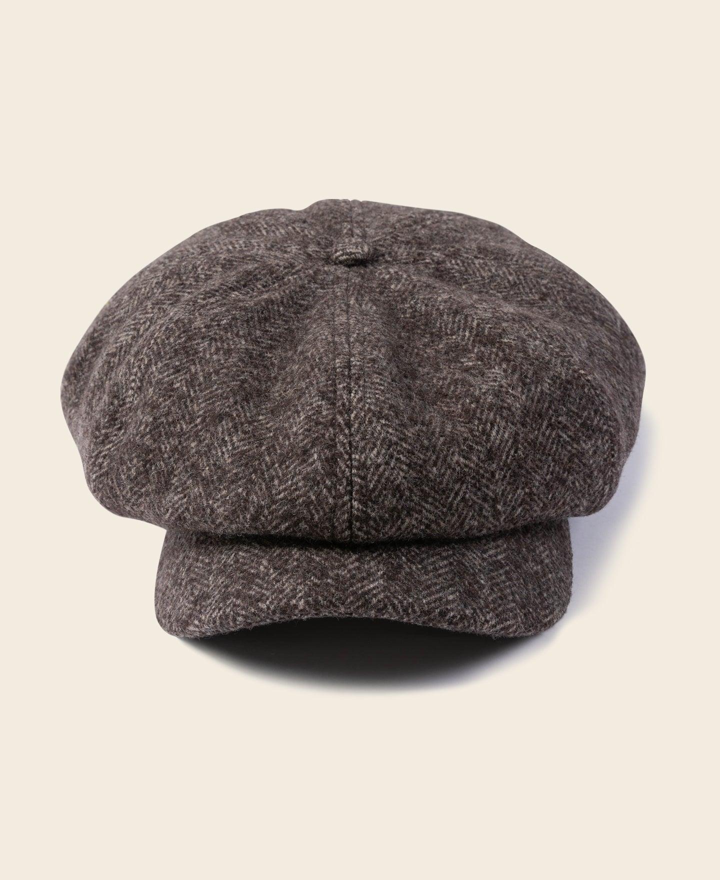 Brown Herringbone Wool Newsboy Cap Product Image