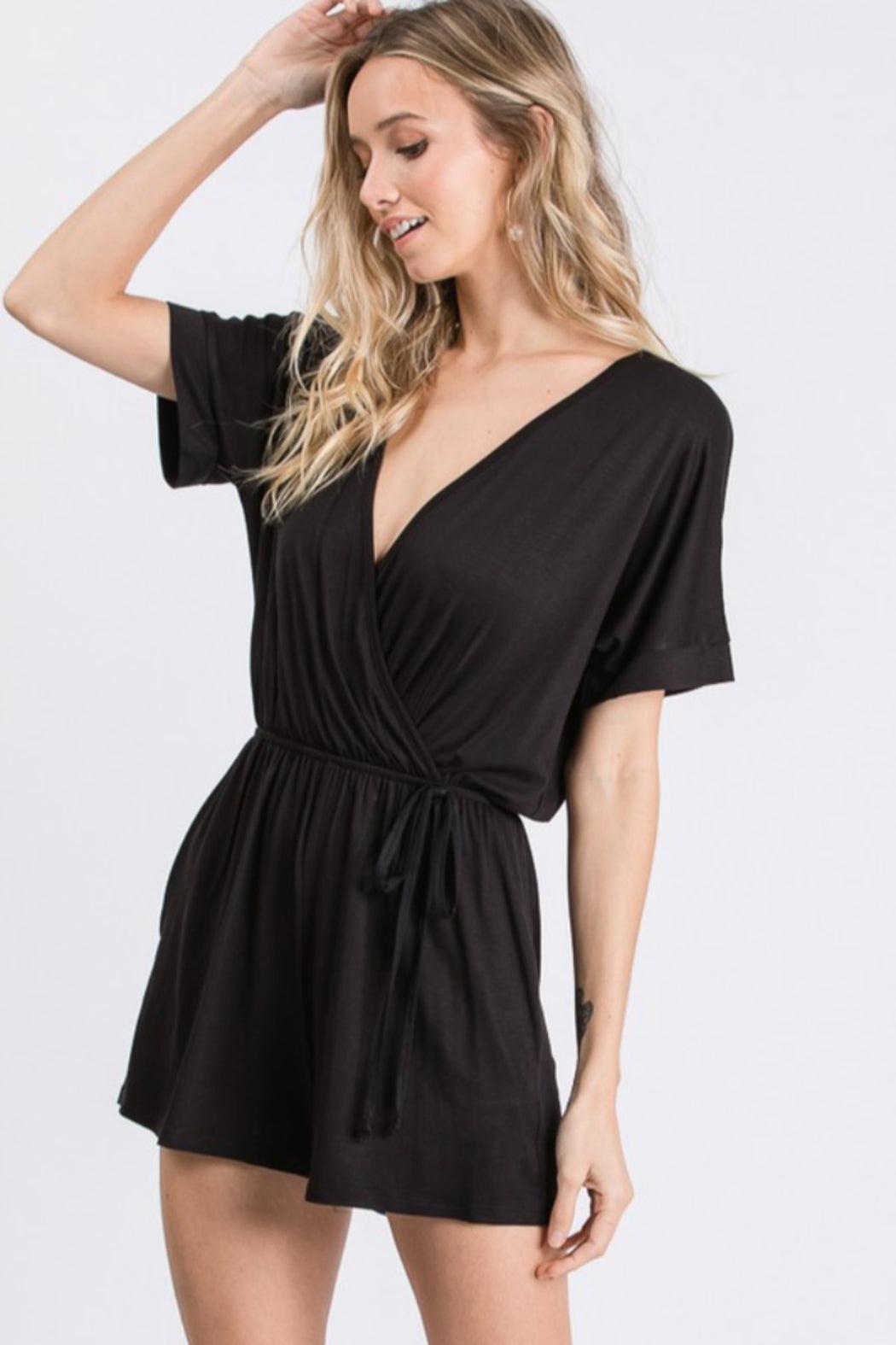 Solid Romper With Layered And Waist Band Product Image