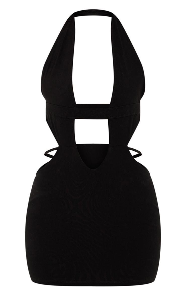 Black Cut Out Plunge Neck Bodycon Dress Product Image