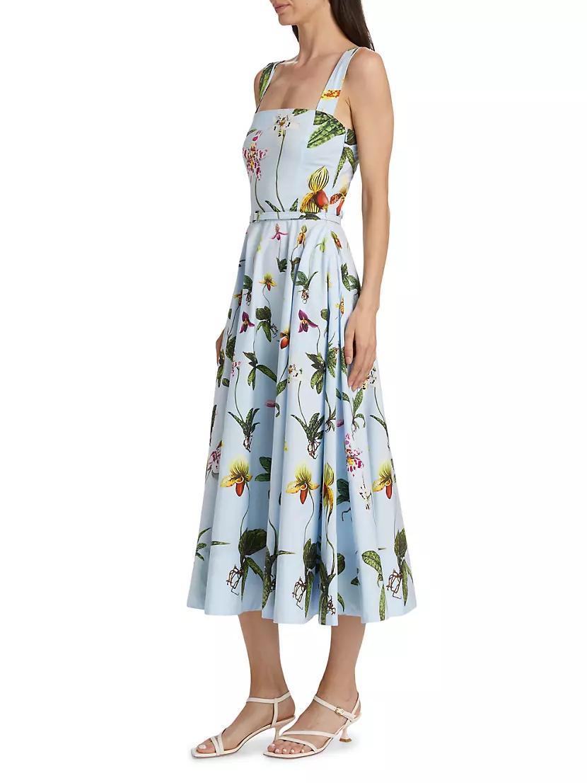 Floral Cotton Belted Midi-Dress Product Image