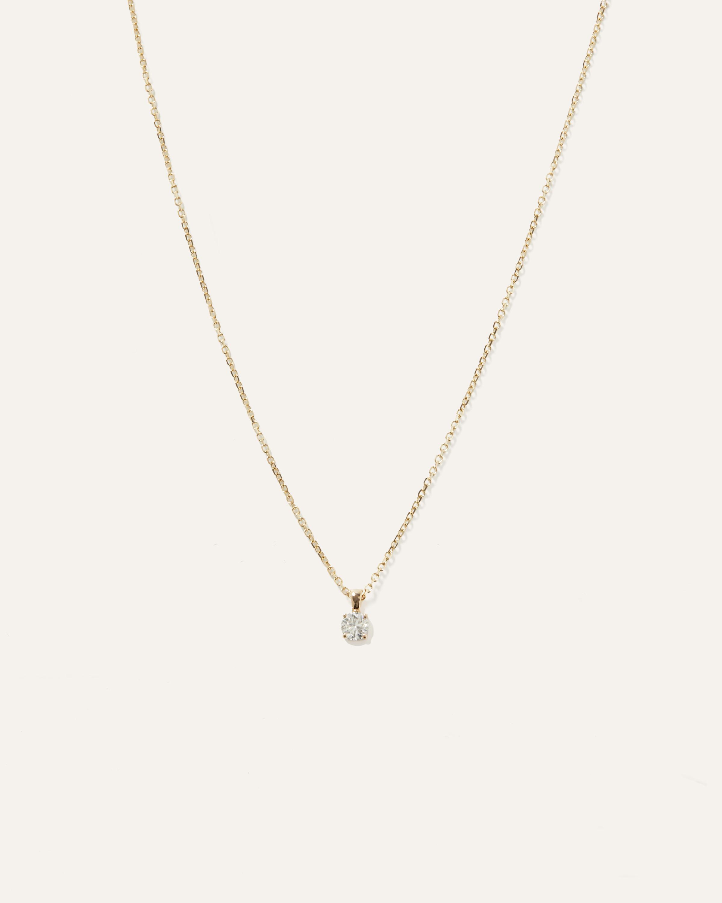 14k Gold Natural Diamond Solitaire Necklace Product Image