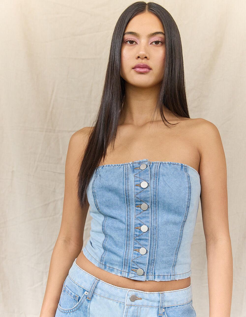 WEST OF MELROSE Womens Denim Tube Top Product Image