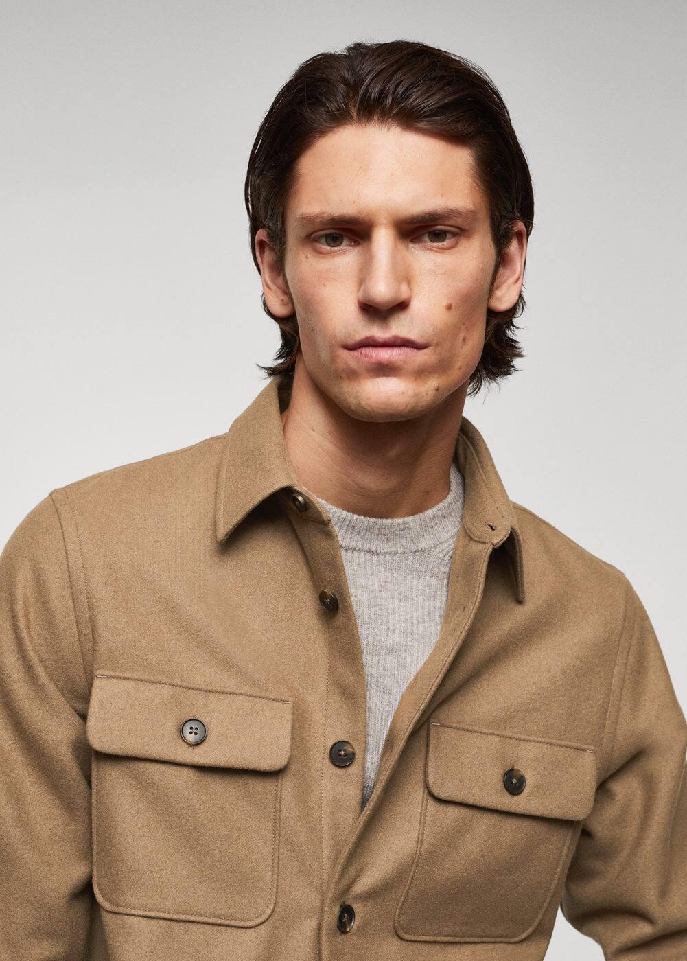 MANGO MAN - Wool overshirt with pockets brownMen Product Image