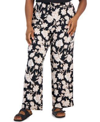 Plus Size Elena Printed Wide-Leg Pants, Created for Macy's Product Image