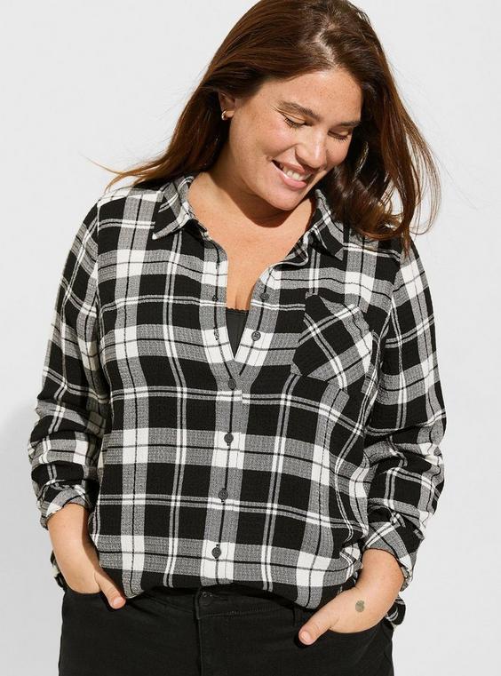 Lizzie Crinkle Flannel Gauze Button Up Tunic Product Image