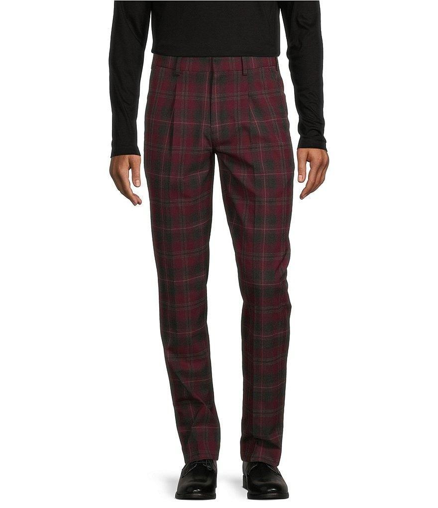 Murano Lucas Pleated Plaid Printed Dress Pants Product Image