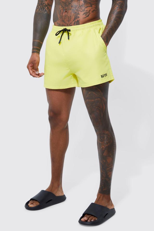 Mens Yellow Original Man Short Length Swim Shorts, Yellow Product Image