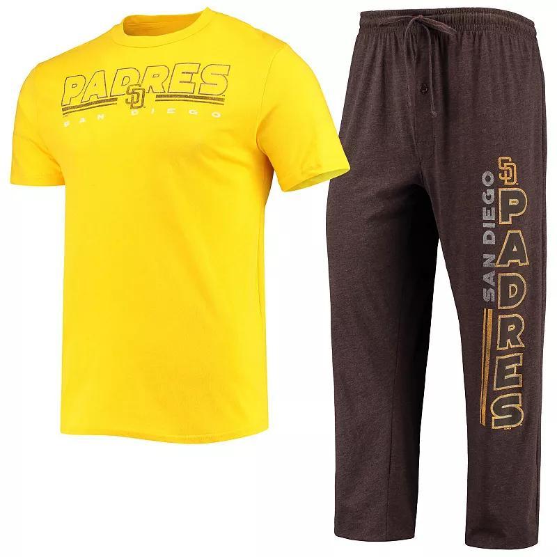 Mens Concepts Sport /Gold San Diego Padres Meter T-Shirt and Pants Sleep Set Product Image