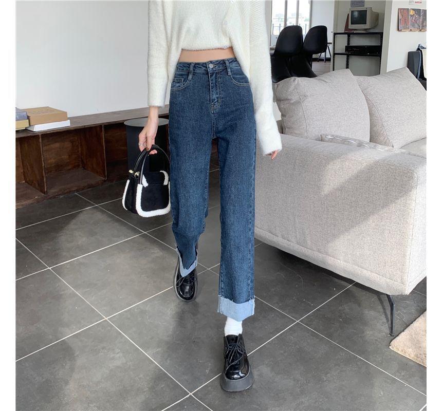 High Waist Straight Leg Jeans Product Image