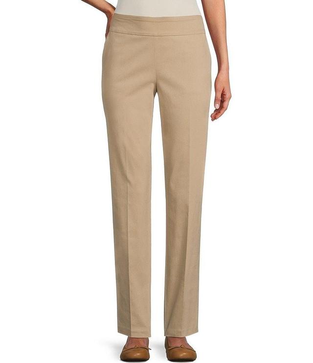 Allison Daley Petite Size Tech Stretch Elastic Waist Straight Leg Pants Product Image