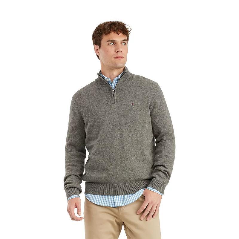 Mens Tommy Hilfiger Combed-Cotton Quarter-Zip Sweater Product Image