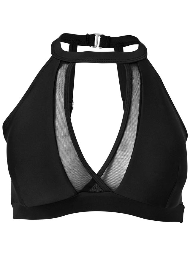 High-Neck Keyhole Swim Top - Black Beauty Product Image