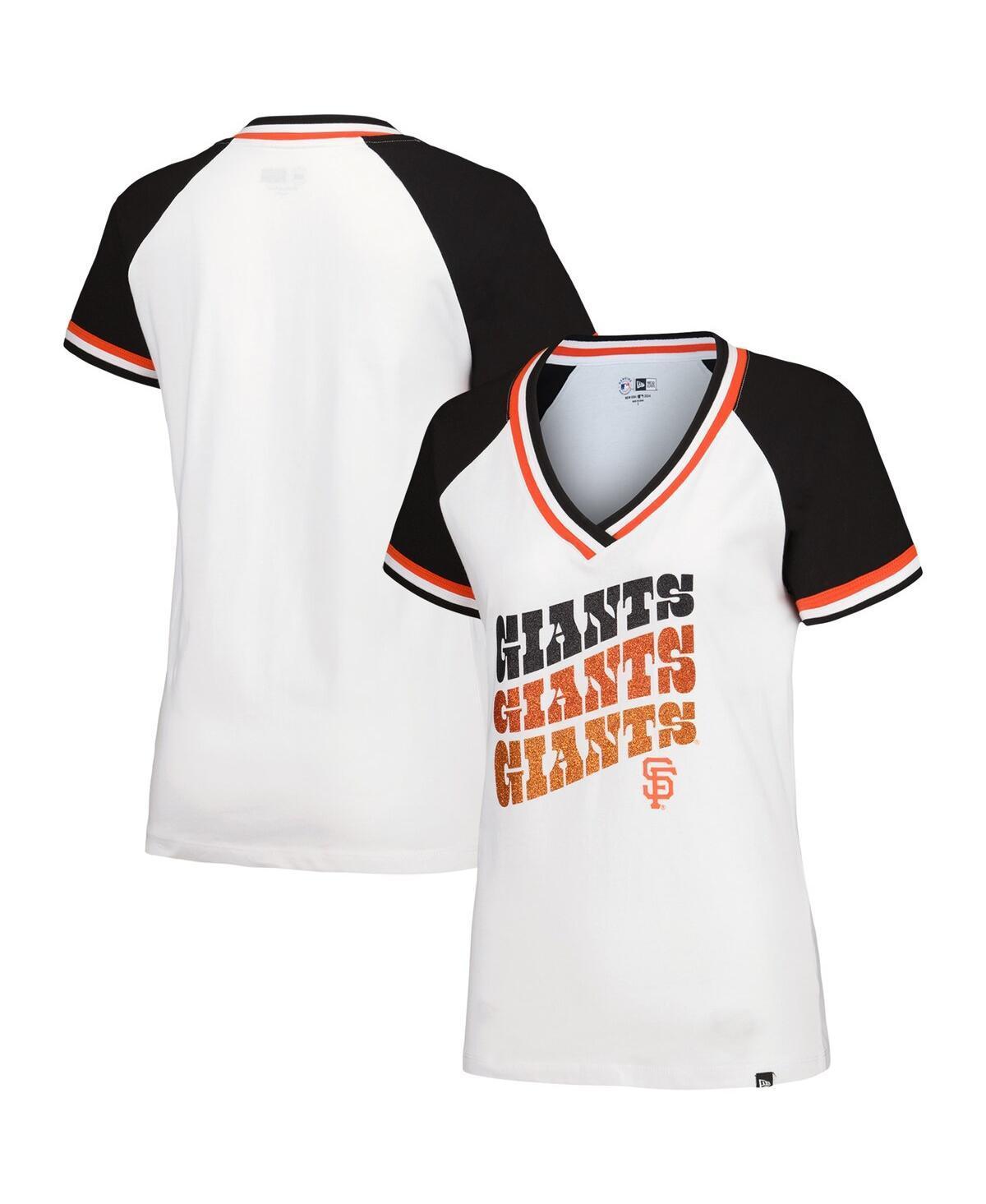 Womens New Era San Francisco Giants Jersey Double Binding Raglan V-Neck T-Shirt Product Image