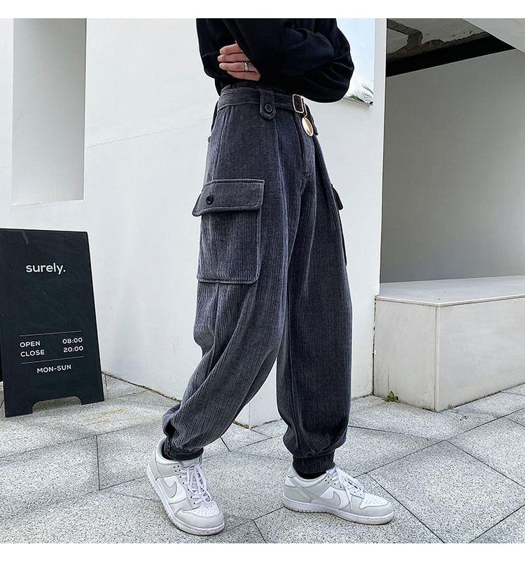 Mid Rise Plain Harem Cargo Pants Product Image