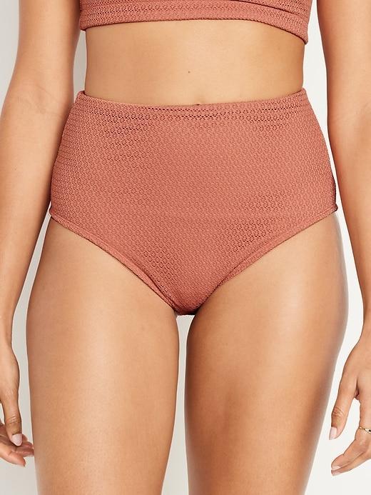 High-Waisted Crochet Bikini Swim Bottoms Product Image