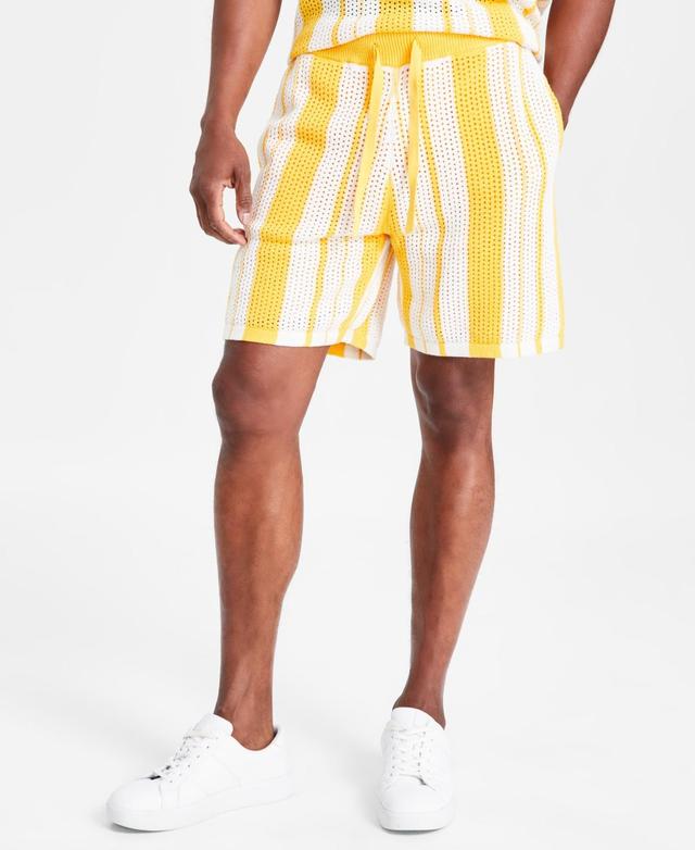 I.n.c. International Concepts Mens Regular-Fit Crocheted Stripe 7 Drawstring Shorts, Created for Macys Product Image