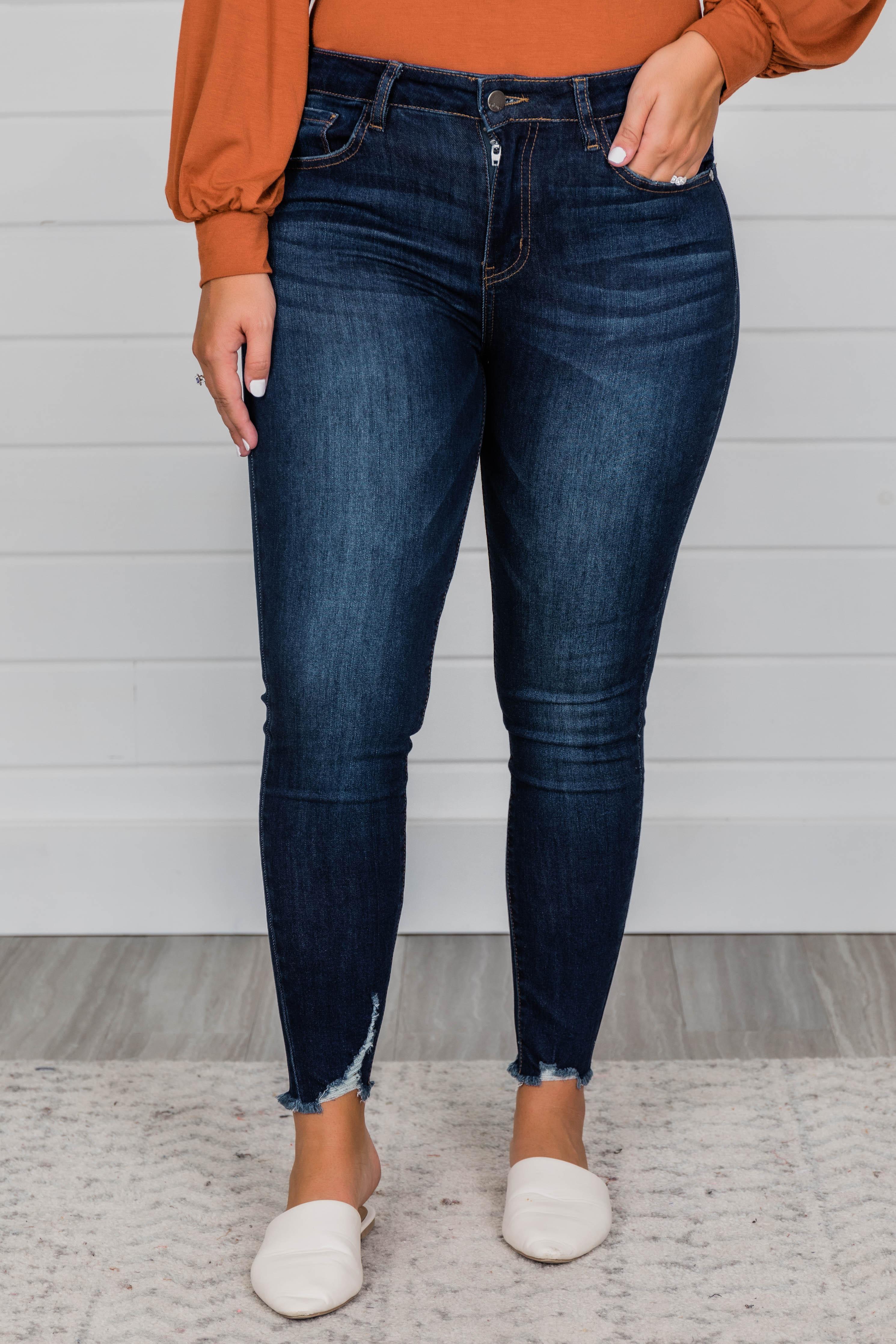 Kristy Dark Wash Distressed Skinny Jeans FINAL SALE Product Image