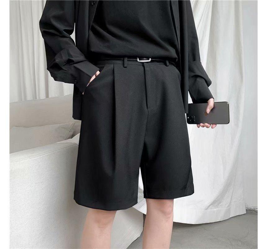 High-Waist Plain Shorts Product Image