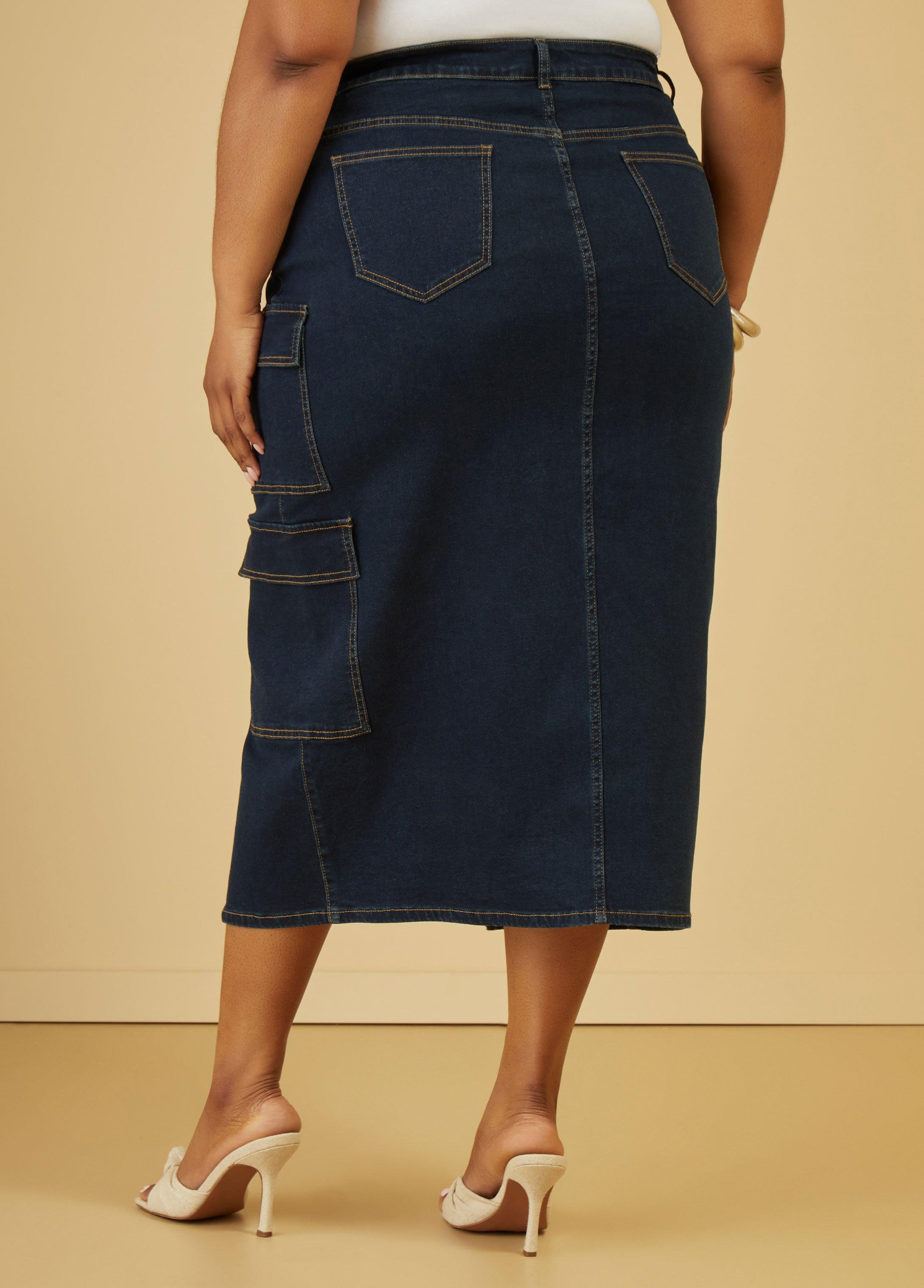 Denim Maxi Cargo Skirt Product Image