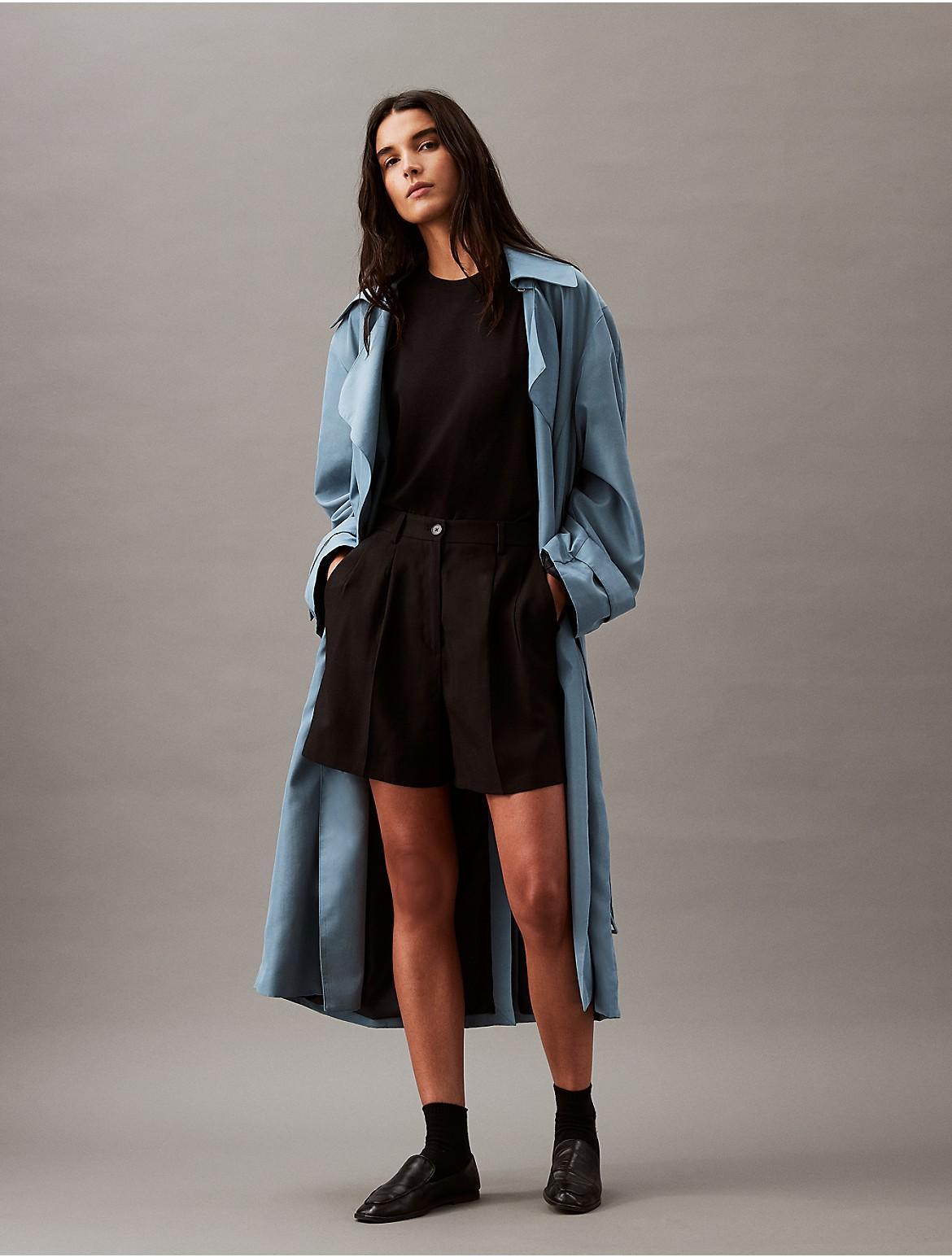 Calvin Klein Womens Relaxed Trench Coat - Blue - XL Product Image