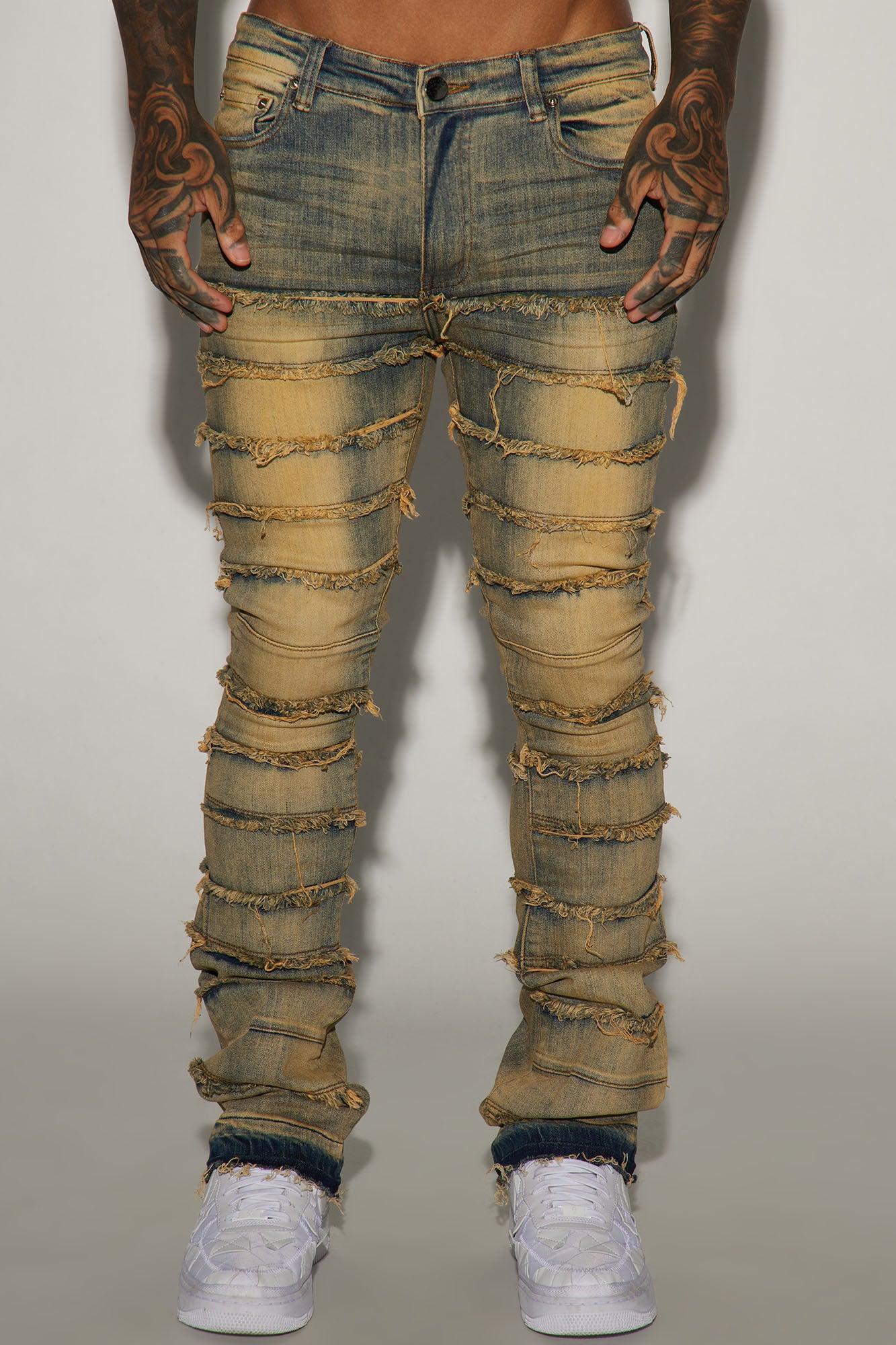 Don't Come At Me Fray Stacked Skinny Flare Jeans - Vintage Wash Product Image