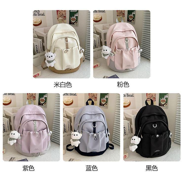 Panel Drawstring Buckle Backpack Product Image