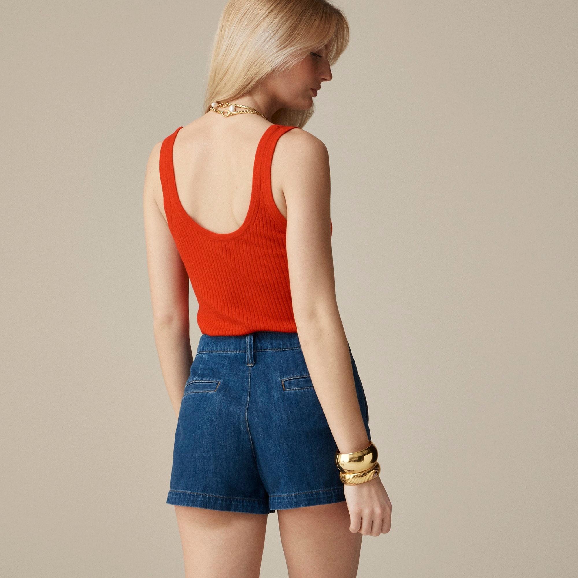 A-line denim short in blue twill Product Image