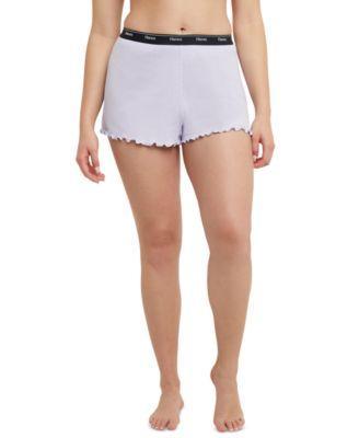 Hanes Originals Womens Rib Lounge Shorts, Lettuce Edge Red River Clay XL Product Image