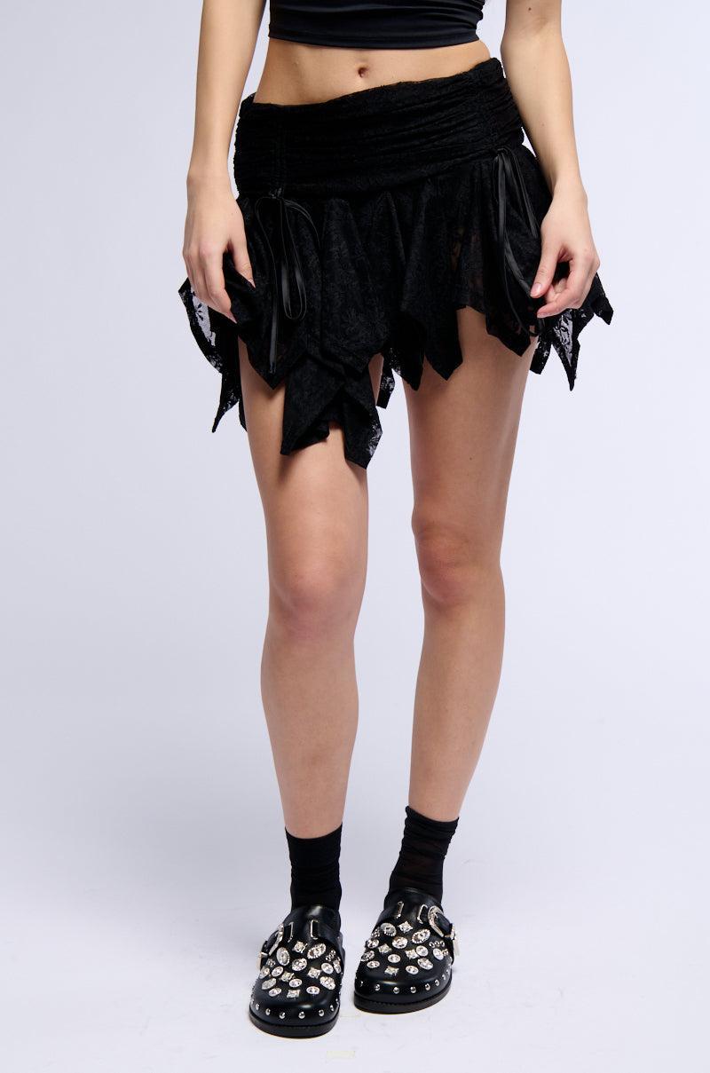 MICAH FLOUNCE MINI SKIRT IN BLACK Product Image