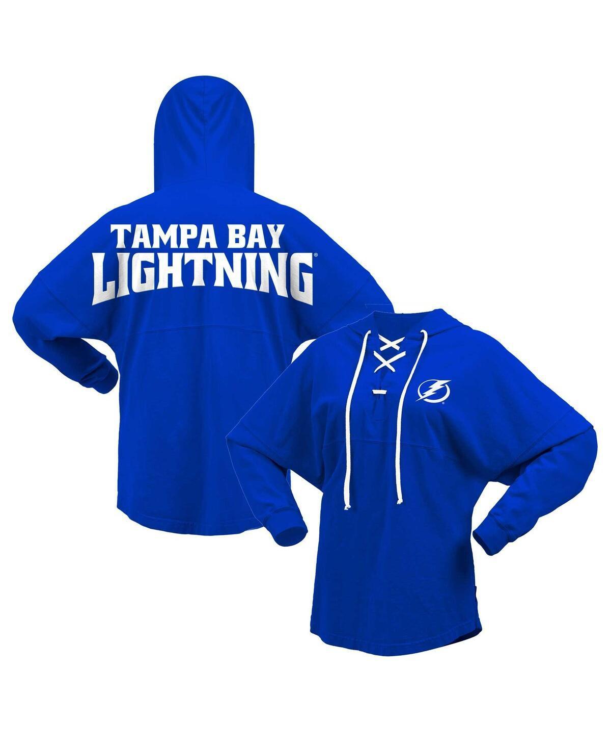 Womens Fanatics Branded Blue Tampa Bay Lightning Jersey Lace-Up V-Neck Long Sleeve Hoodie T-Shirt Product Image