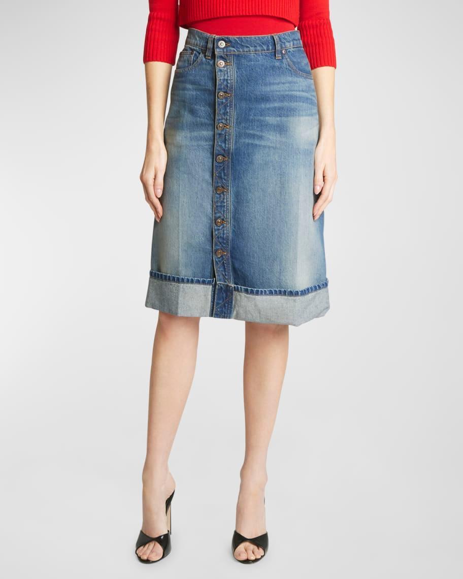 Button-Front Denim Skirt product image