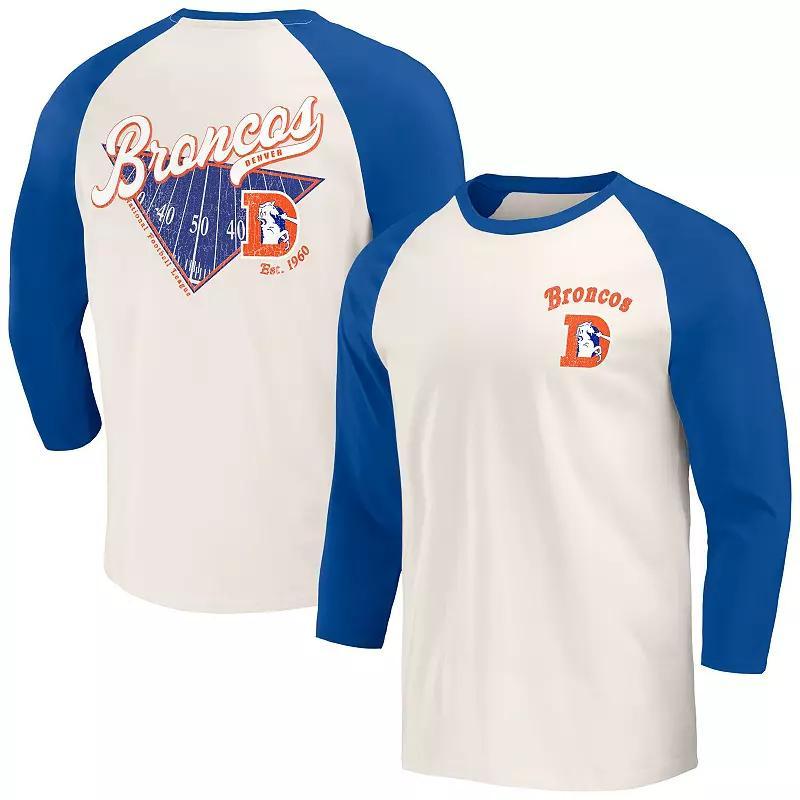 Mens Darius Rucker Collection by Fanatics Royal/White Denver Broncos Raglan 3/4 Sleeve T-Shirt Product Image