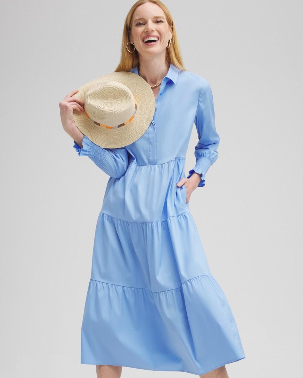 Poplin Tiered Shirt Dress Product Image